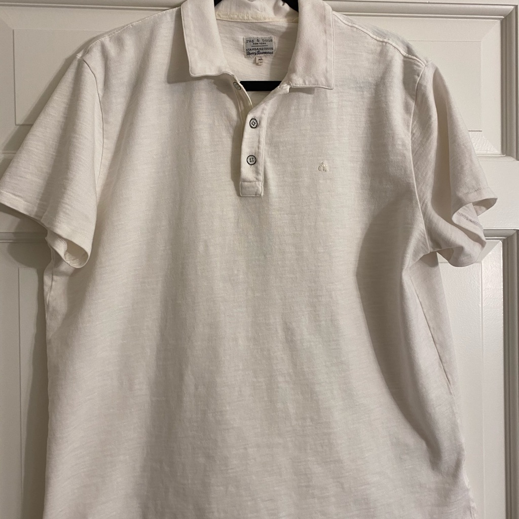 Mens Rag And Bone Brand White Polo